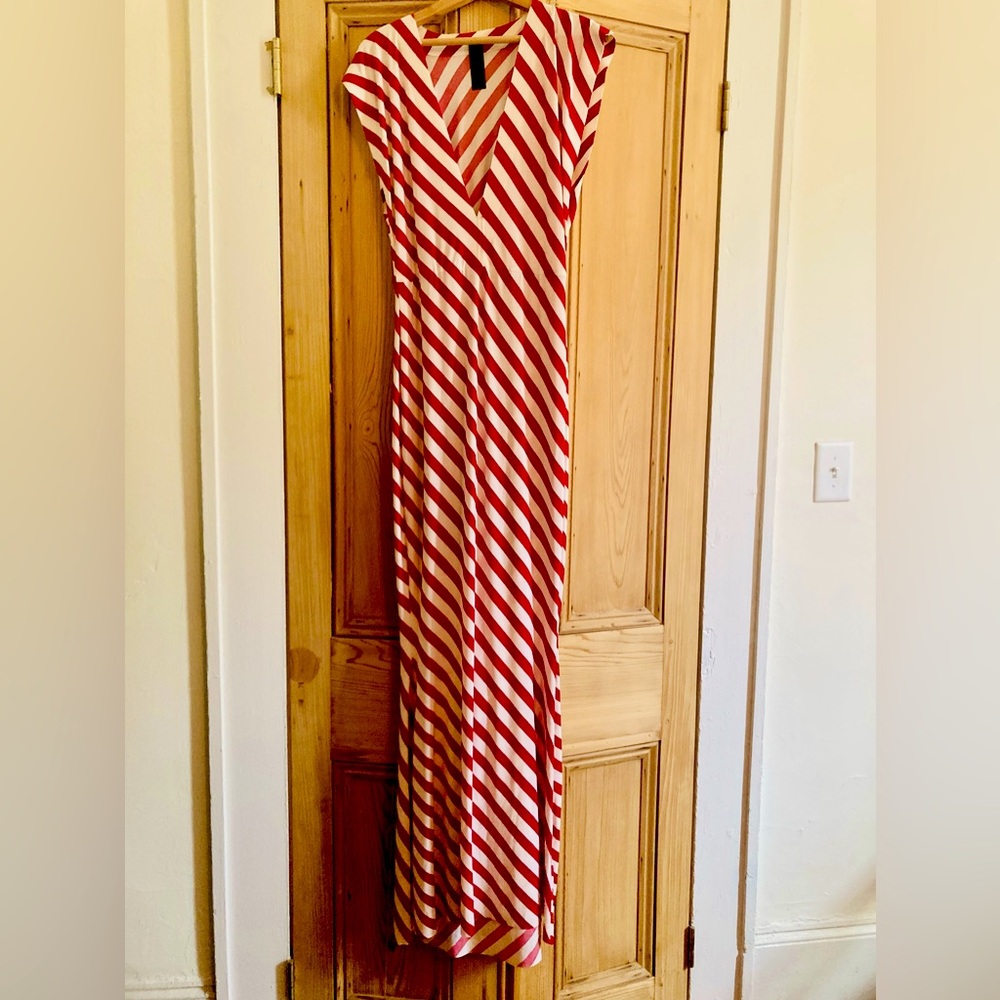 Norma Kamali Maxi Gown M, Red Stripe